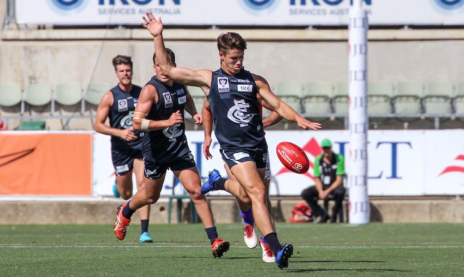 StockerFeb28 With some Carlton youngsters impressing, the Northern Blues narrowly went down to Port Melbourne. - Liam Stocker,Tom De Koning,Carlton,VFL,Carlton Blues,Ikon Park